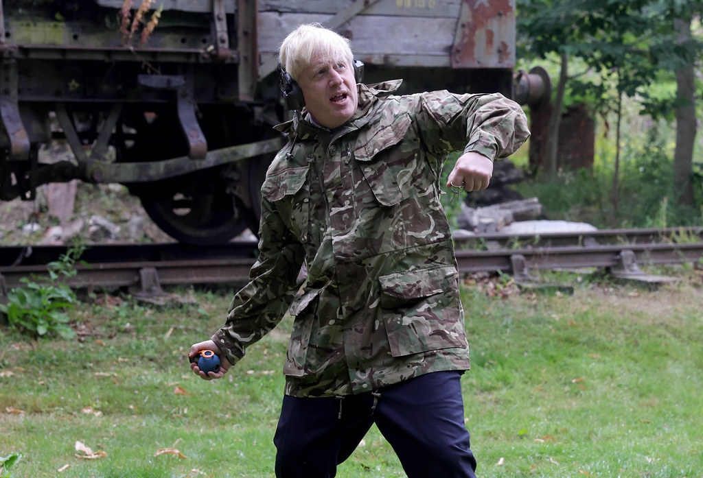 Prime Minister Boris Johnson throws grenade during trip to see Ukrainian soldiers undergo training in UK