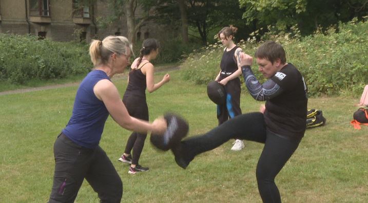 Edinburgh women at a self defence class.