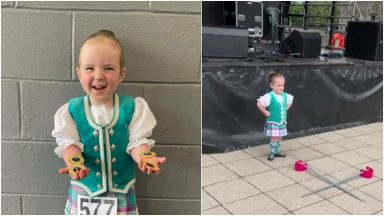 Janey Godley and Lorraine Kelly applaud little girl’s sword dancing performance at Loch Lomond Shores