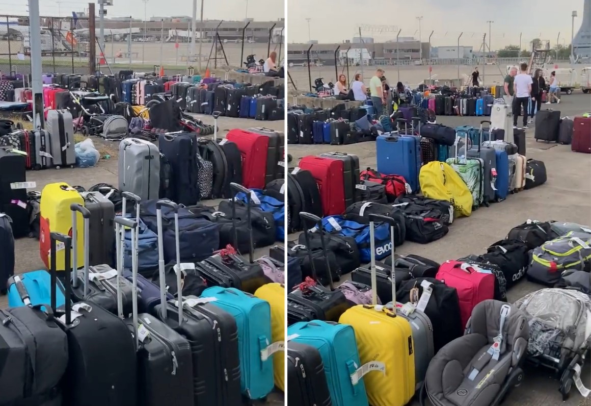 Swissport opened a temporary outdoor baggage facility to help combat the backlog of baggage.