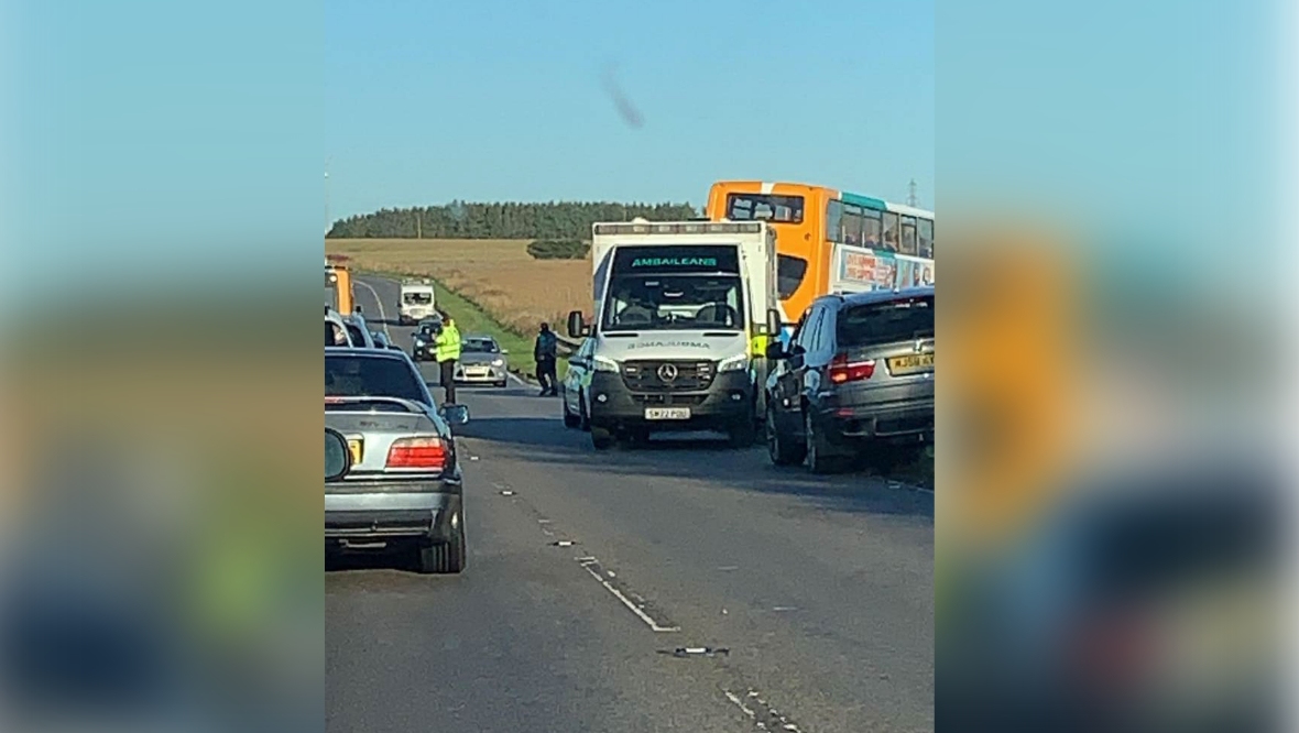 Car crashes ‘on its side’ and double decker bus leaves road on A90 near Ellon