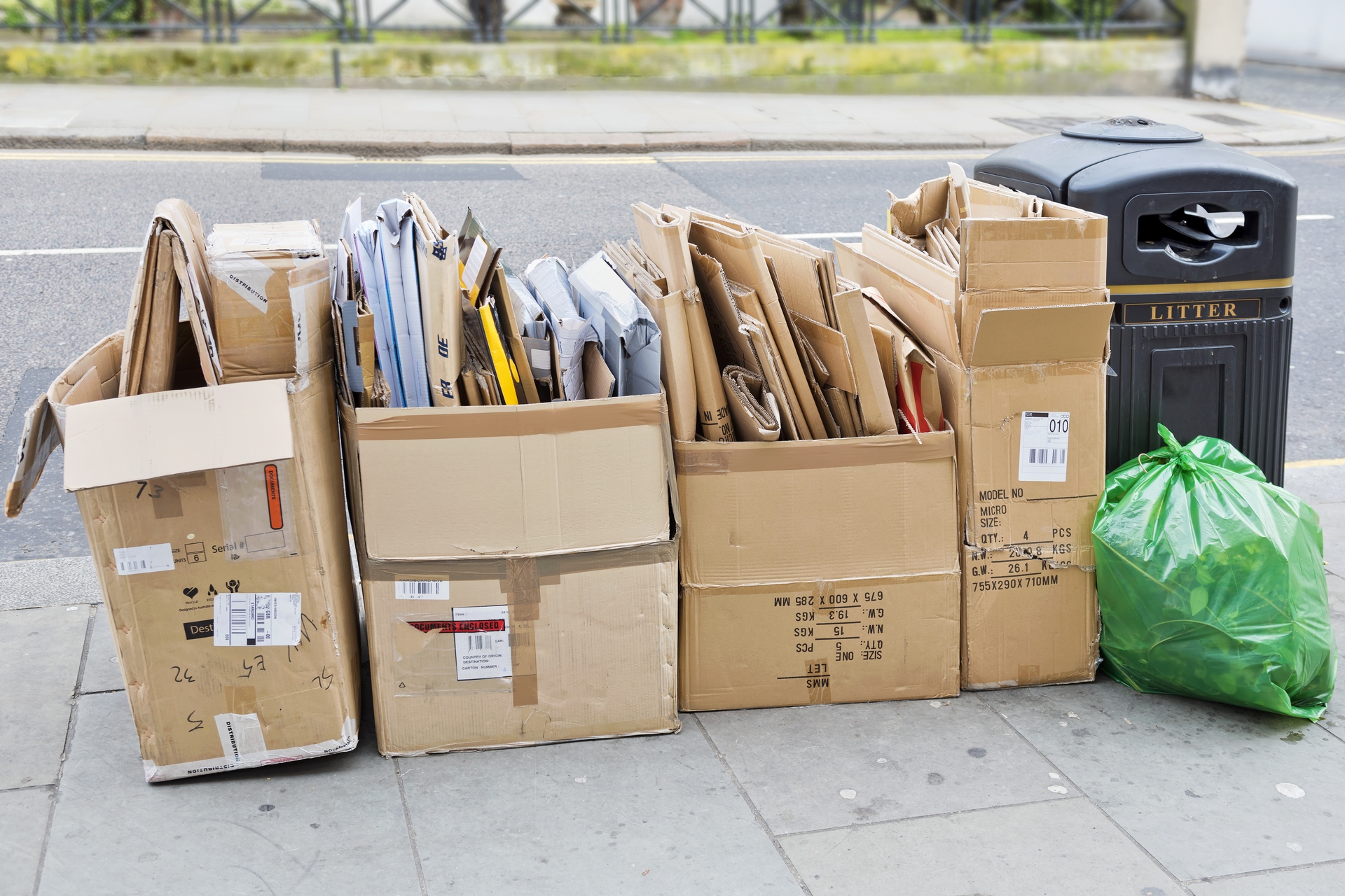 Flatten all cardboard and other recycling to save space.