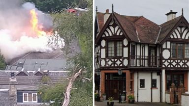 Huge fire at iconic Popinjay Hotel in Carluke as emergency crews fight to save building