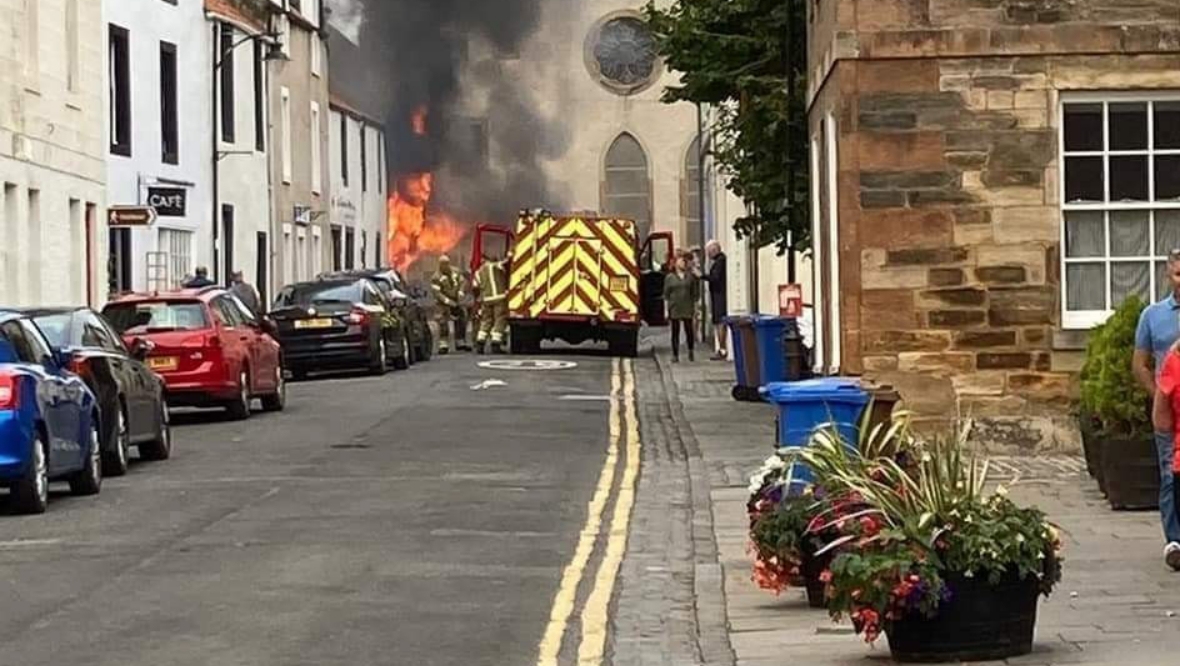 Firefighters tackle huge blaze at fish and chip shop