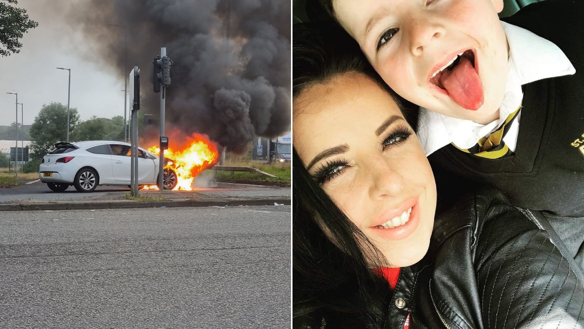 Mum in ‘pure shock’ after brakes failed and car burst into flames on M8 in Glasgow