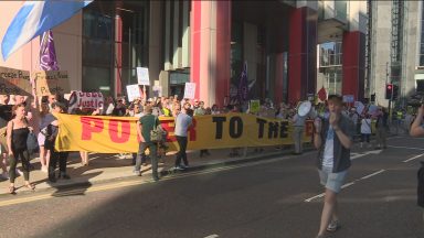 Hundreds protest energy bills outside Scottish Power HQ