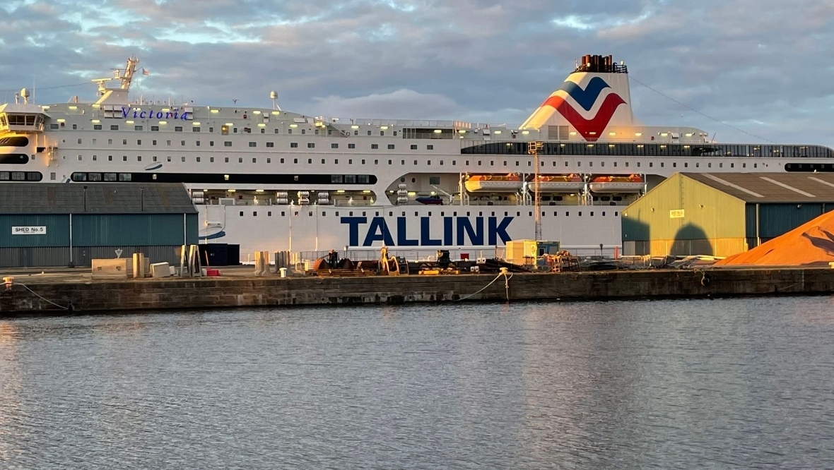 MS Victoria is docked in Leith, Edinburgh.