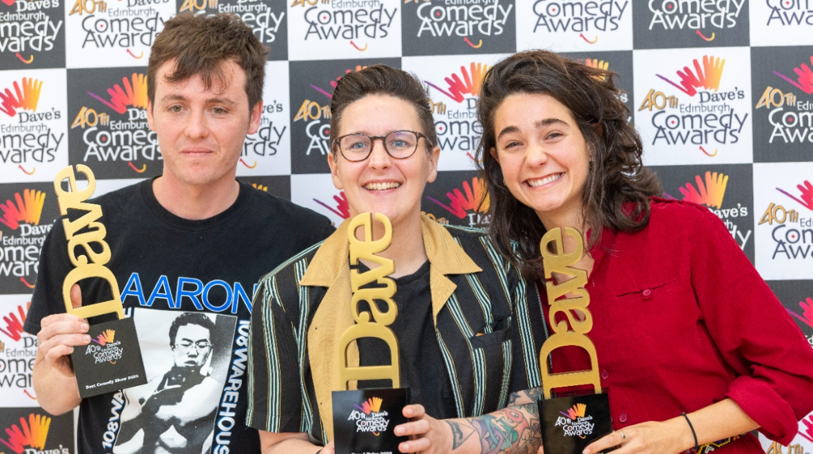Lara Ricote, right, won best newcomer while Sian Davies, centre, accepted spirit of the Fringe for Best in Class. (Image: Ian Georgeson)