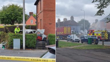 Car ‘spun out and crashed into house’ before catching on fire in Rosyth, Fife
