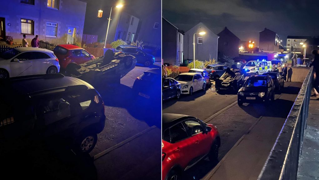 'Pure carnage' Man arrested after car landed on its roof in crash at