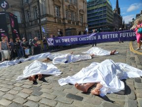 Extinction Rebellion Scotland stage ‘die-in’ protest on Edinburgh’s Royal Mile after heatwaves and drought