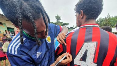 Giffnock schoolboy hand-delivers football strips to Ethiopian children