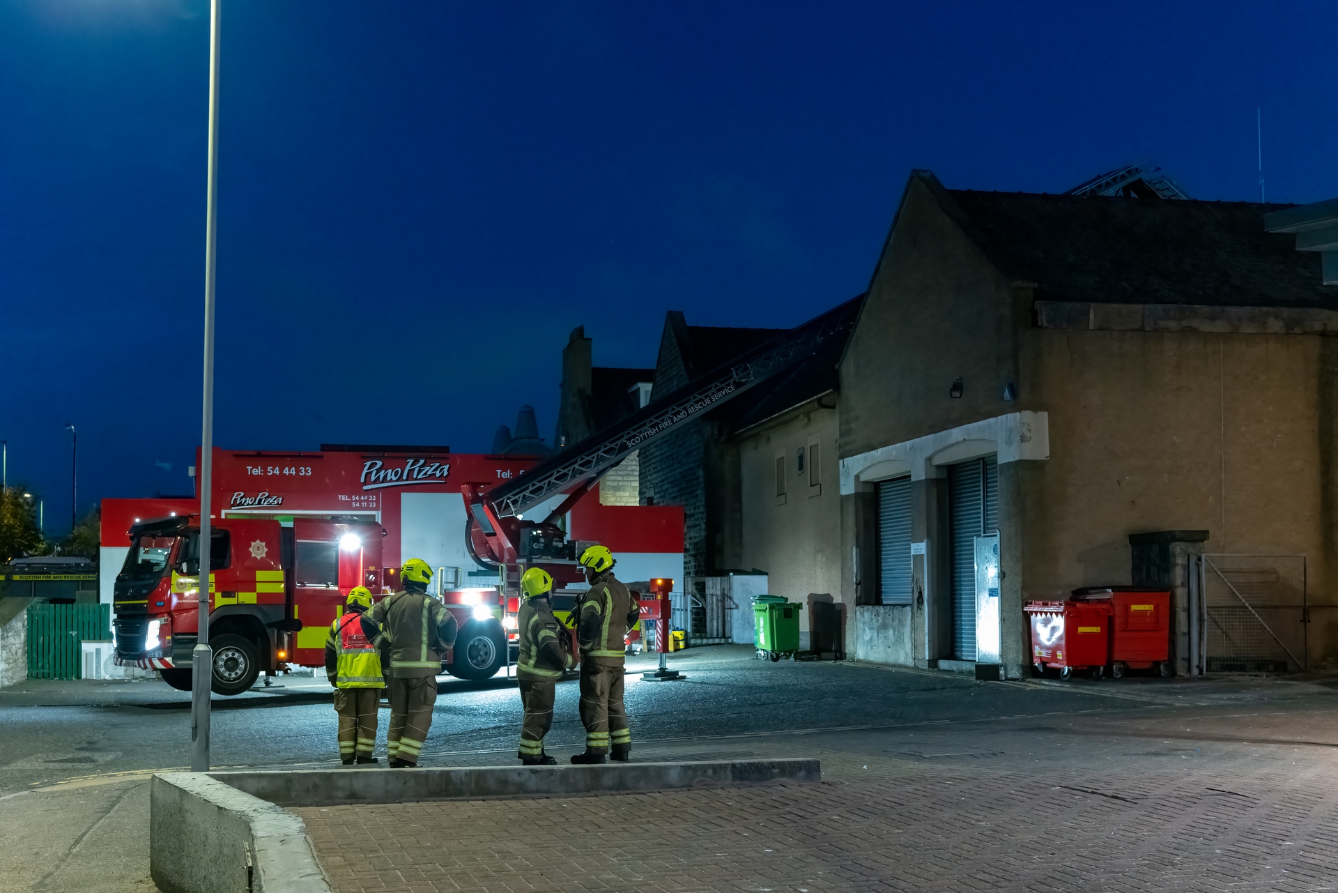 Three members of staff who were counting up for the night, as well as a customer, managed to exit the building safely.