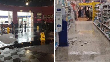 Vue Cinema and Tesco supermarket flooded as lightning storms batter Scotland amid yellow weather warning