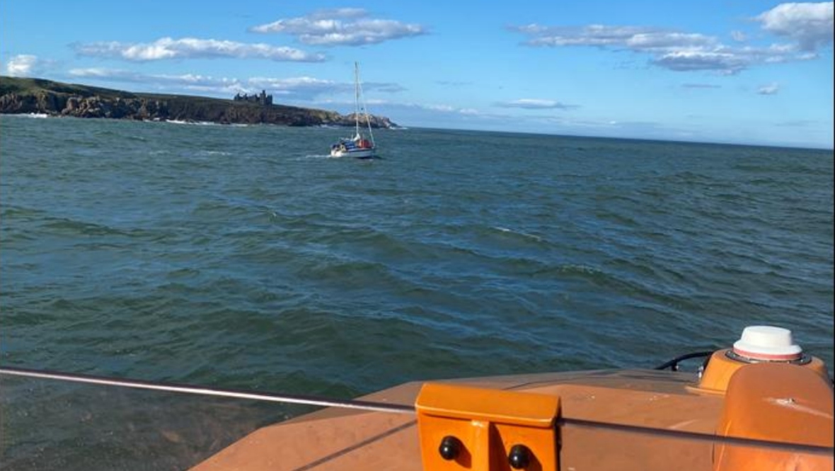 RNLI rescues two people stranded on sailboat after rudder issues and bad weather in Cruden Bay