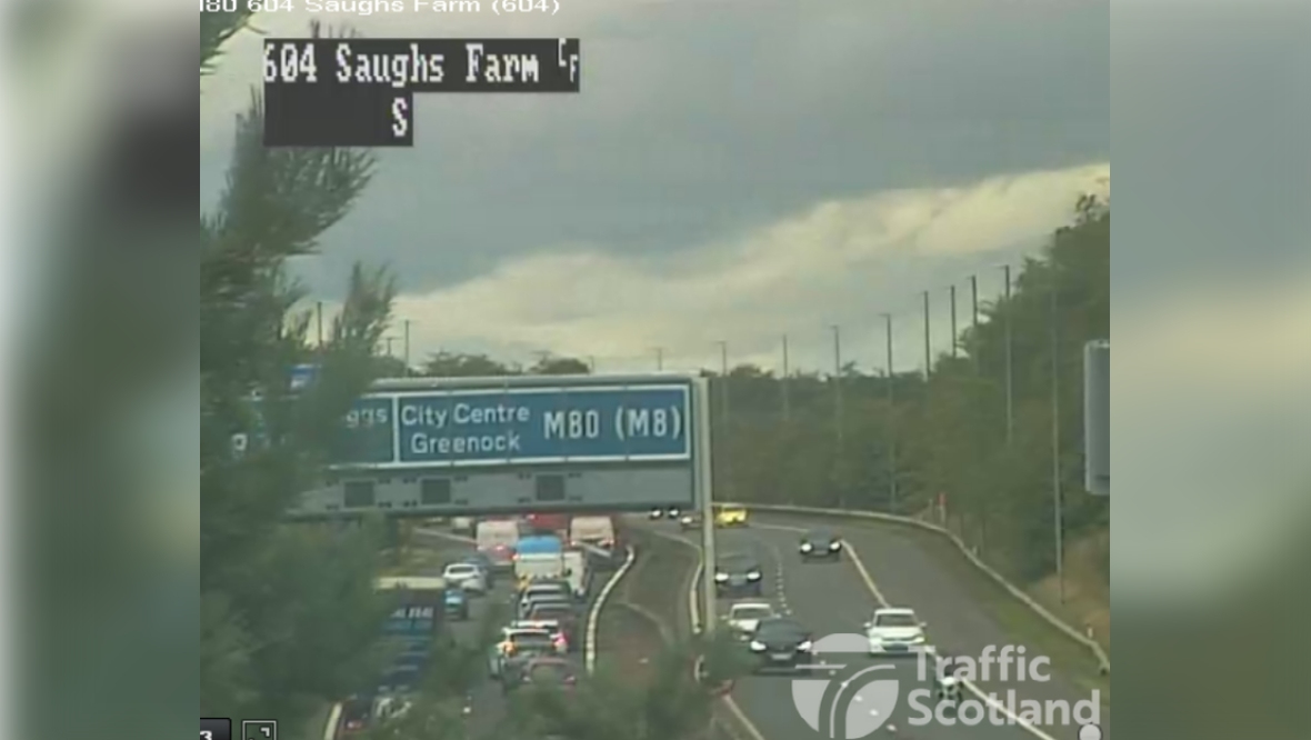 Woman in hospital following two-vehicle crash on M80 in Glasgow