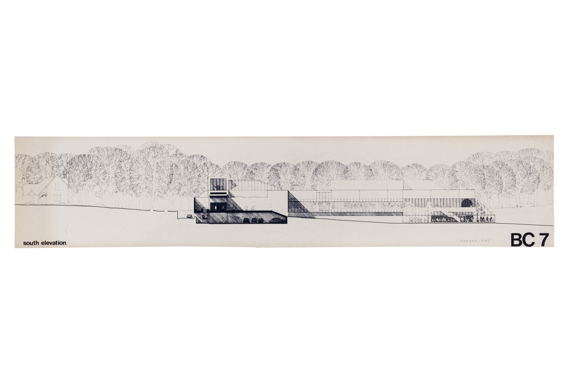 Drawing of Burrell Collection south elevation (1972-1975) (Pic: Glasgow Life)