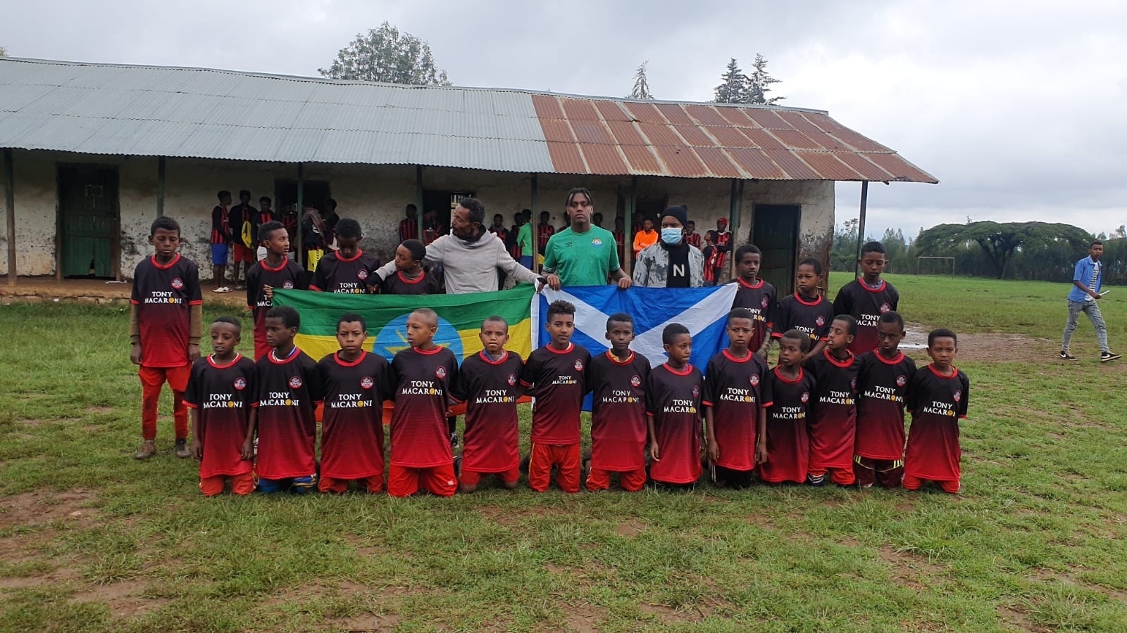 Ejere Youth Football Team players in their new strips.