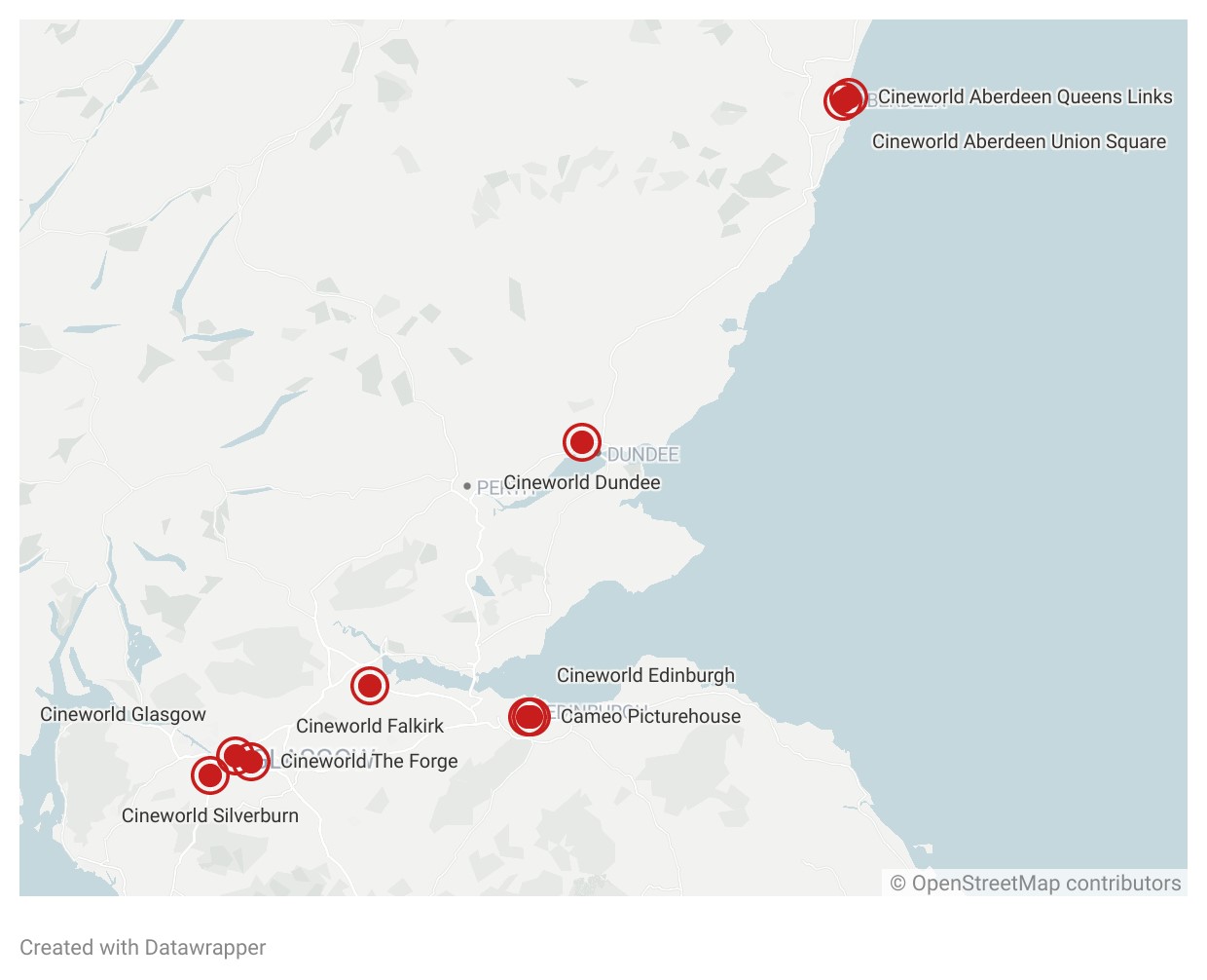 Cineworld locations across Scotland