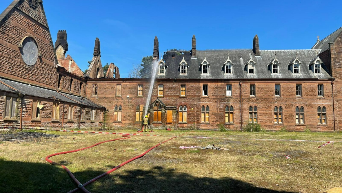 The extent of fire damage at the historic landmark. 