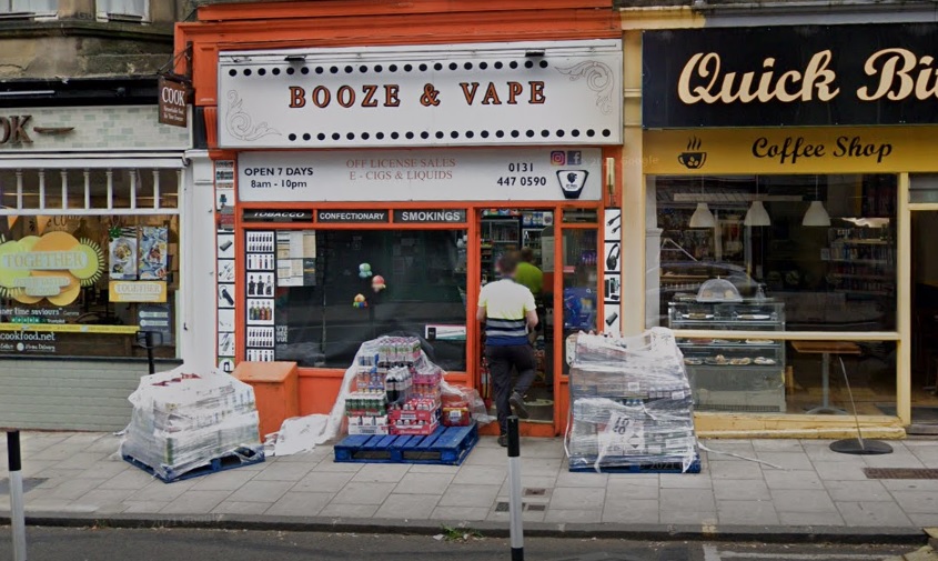 Booze and Vape shop in the capital's Morningside.