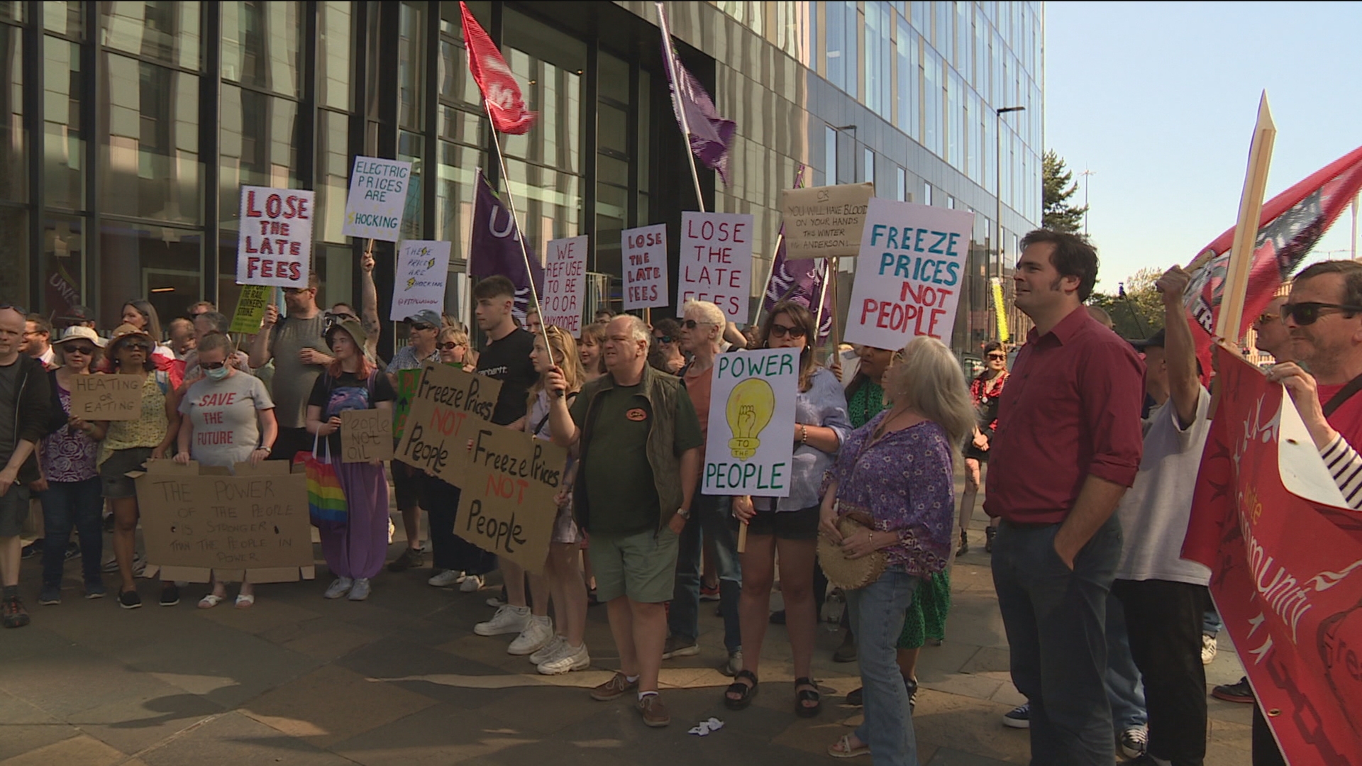 Protesters gathered outside the Scottish Power HQ in Glasgow.