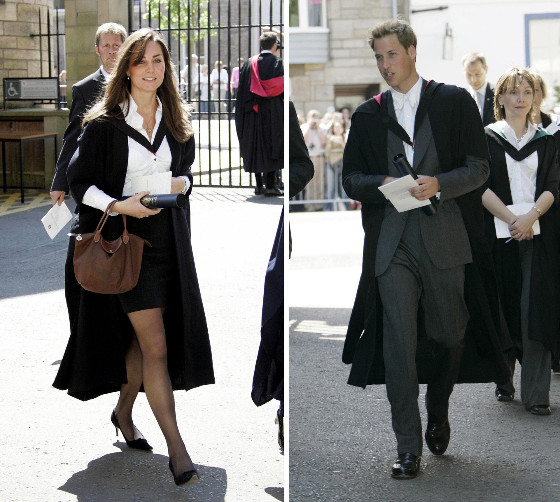 File photos dated 23/06/05 of Kate Middleton (left) and Prince William after their graduation ceremony at St Andrews University.