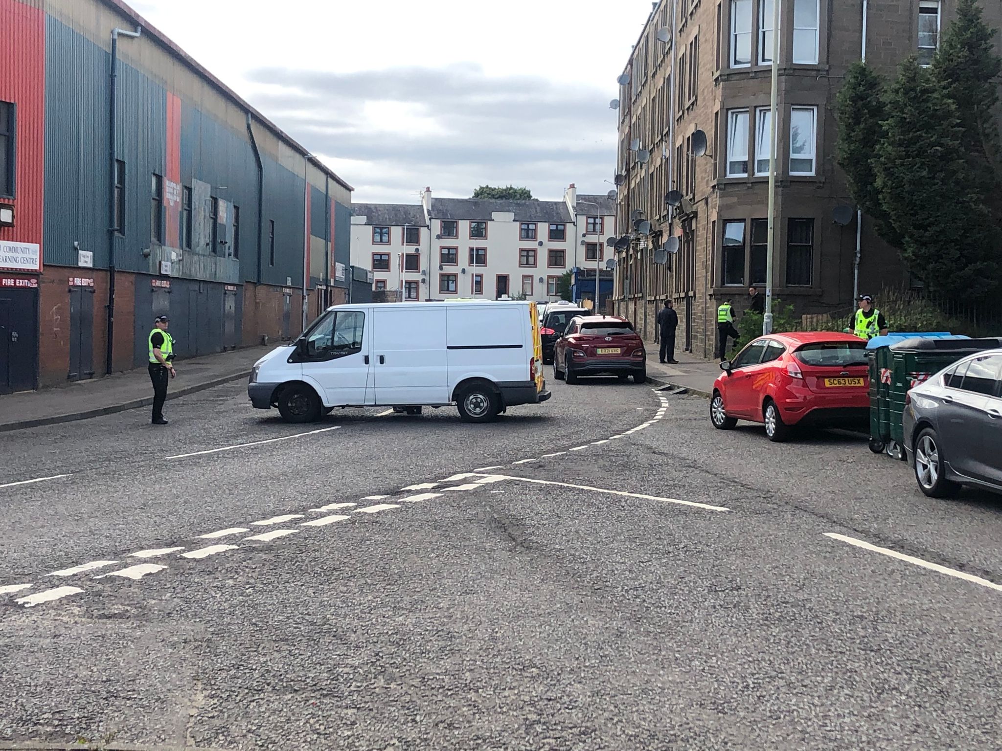 Police cordoned off the street on Monday afternoon.