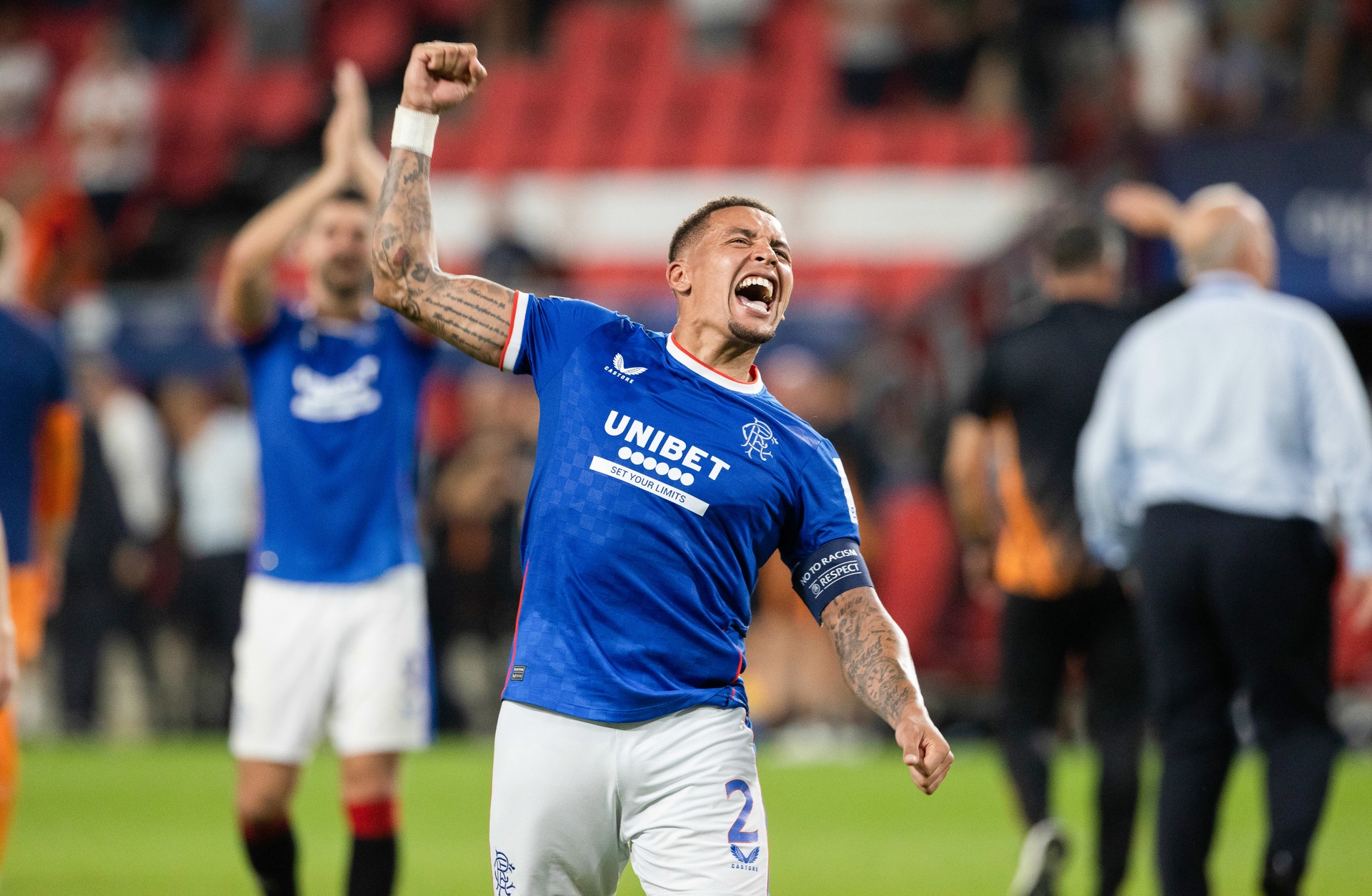 Captain: Tavernier celebrates at full time following 1-0 win.  (Photo by Alan Harvey / SNS Group)