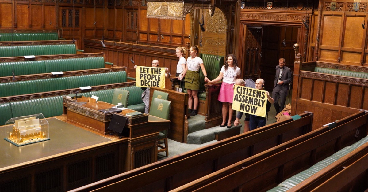 Extinction Rebellion activists superglued to chair in House of Commons in Parliament