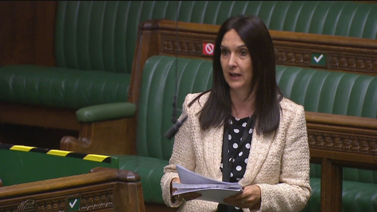 Margaret Ferrier is seen speaking in the House of Commons