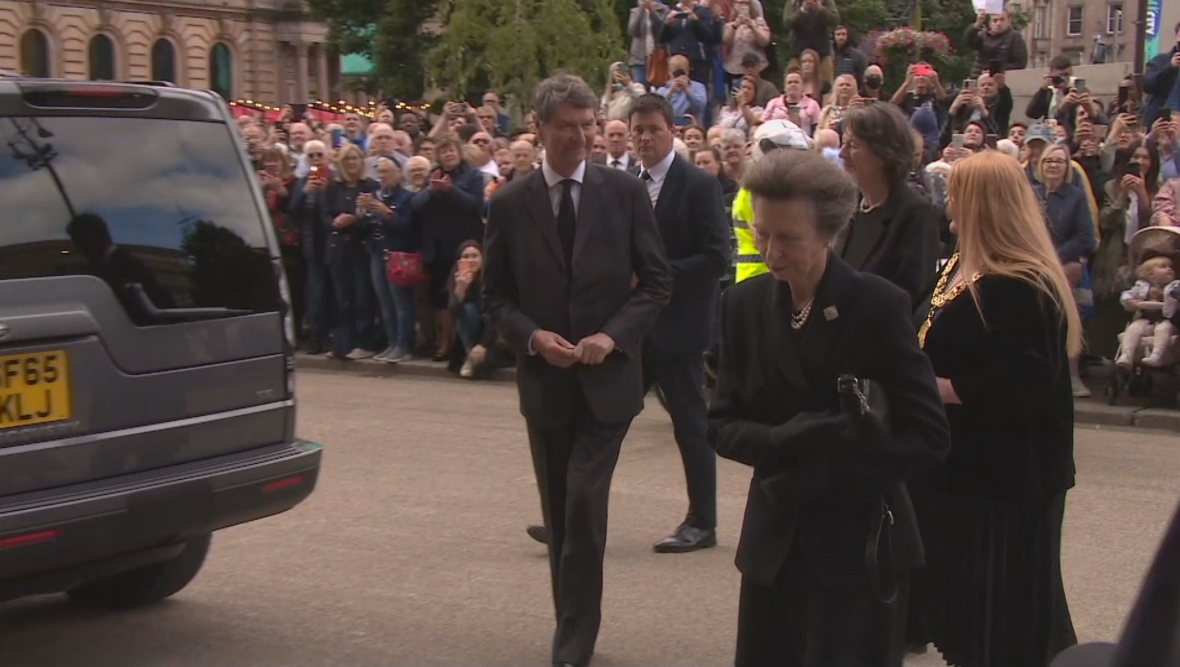 Princess Anne arrives in Glasgow.