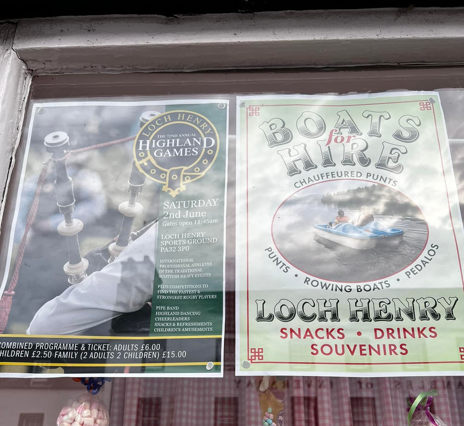 Pamphlets advertising 'Loch Henry Boat Tours' were spotted. 