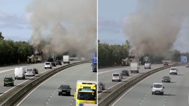 Lorry catches fire on M74 leading to road closure as rescue crews race to scene in Dumfries and Galloway