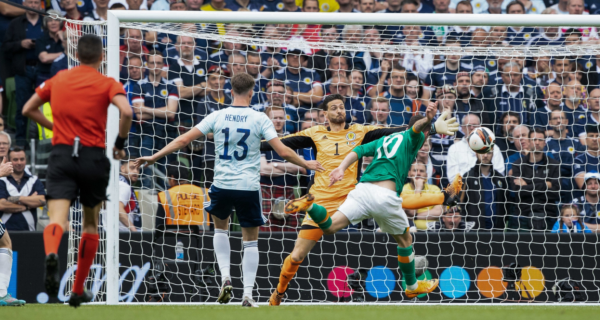 Troy Parrott makes it 2-0 for Ireland against Scotland in Dublin.