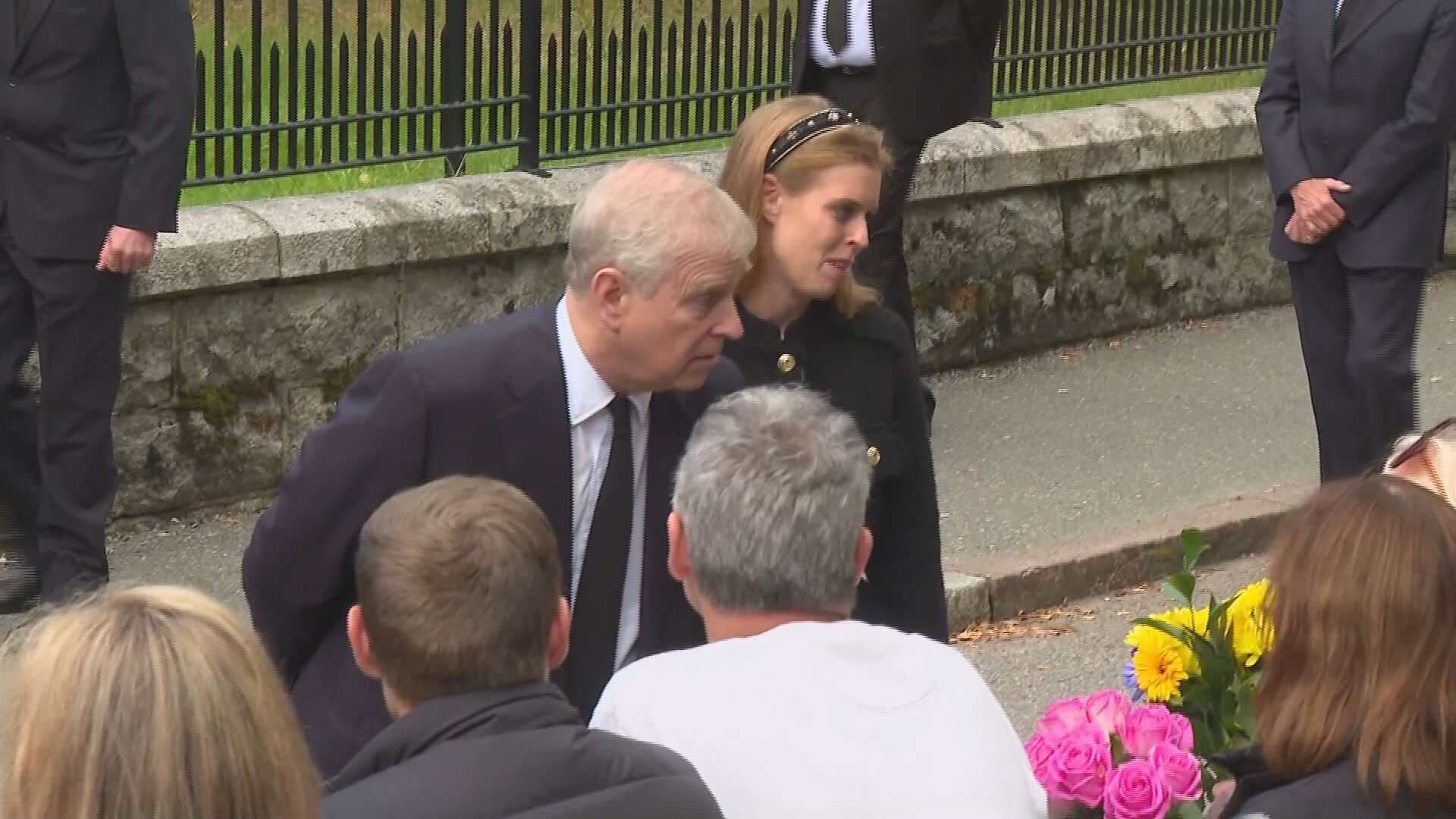 The Duke of York stopped to thank mourners who had come out in force. (Image: ITV)