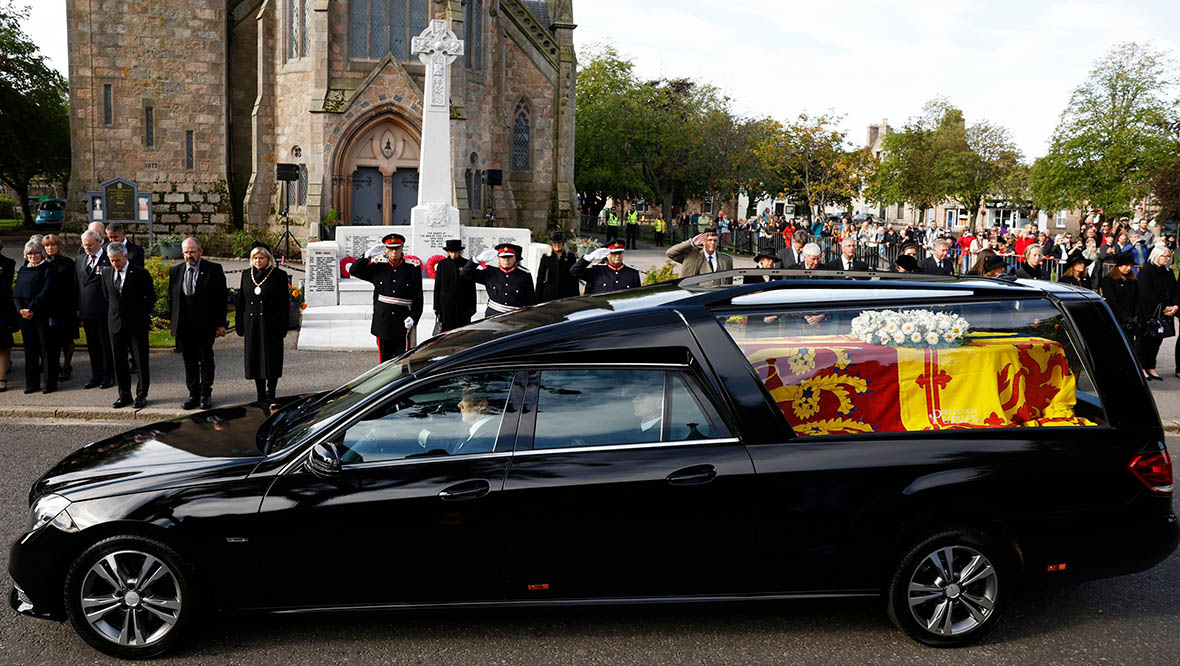 A hush fell over Ballater as the cortege passed through the village. (Image: J Mitchell/Getty Images) 