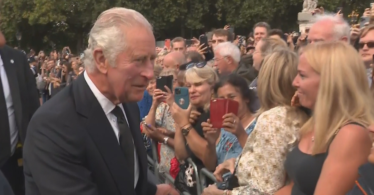 Charles shook hands with members of the public lined up behind a barrier, thanking them for their good wishes.