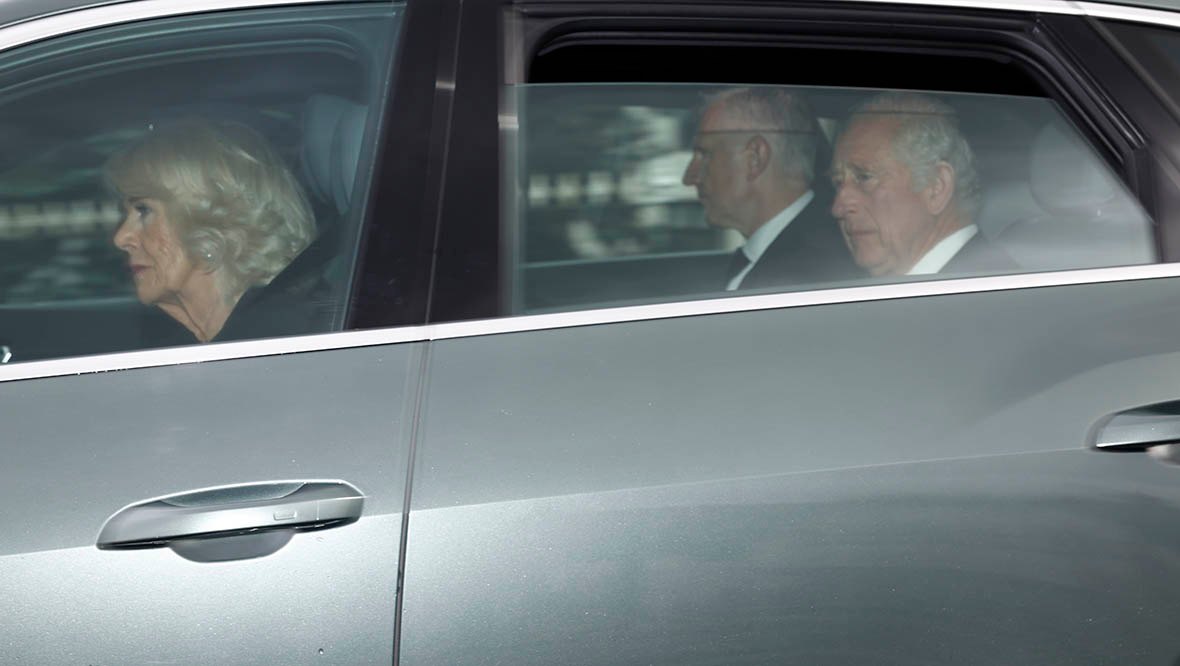 King Charles III and Camilla, Queen Consort, leave the Balmoral estate as they return to London following the death of Queen Elizabeth II