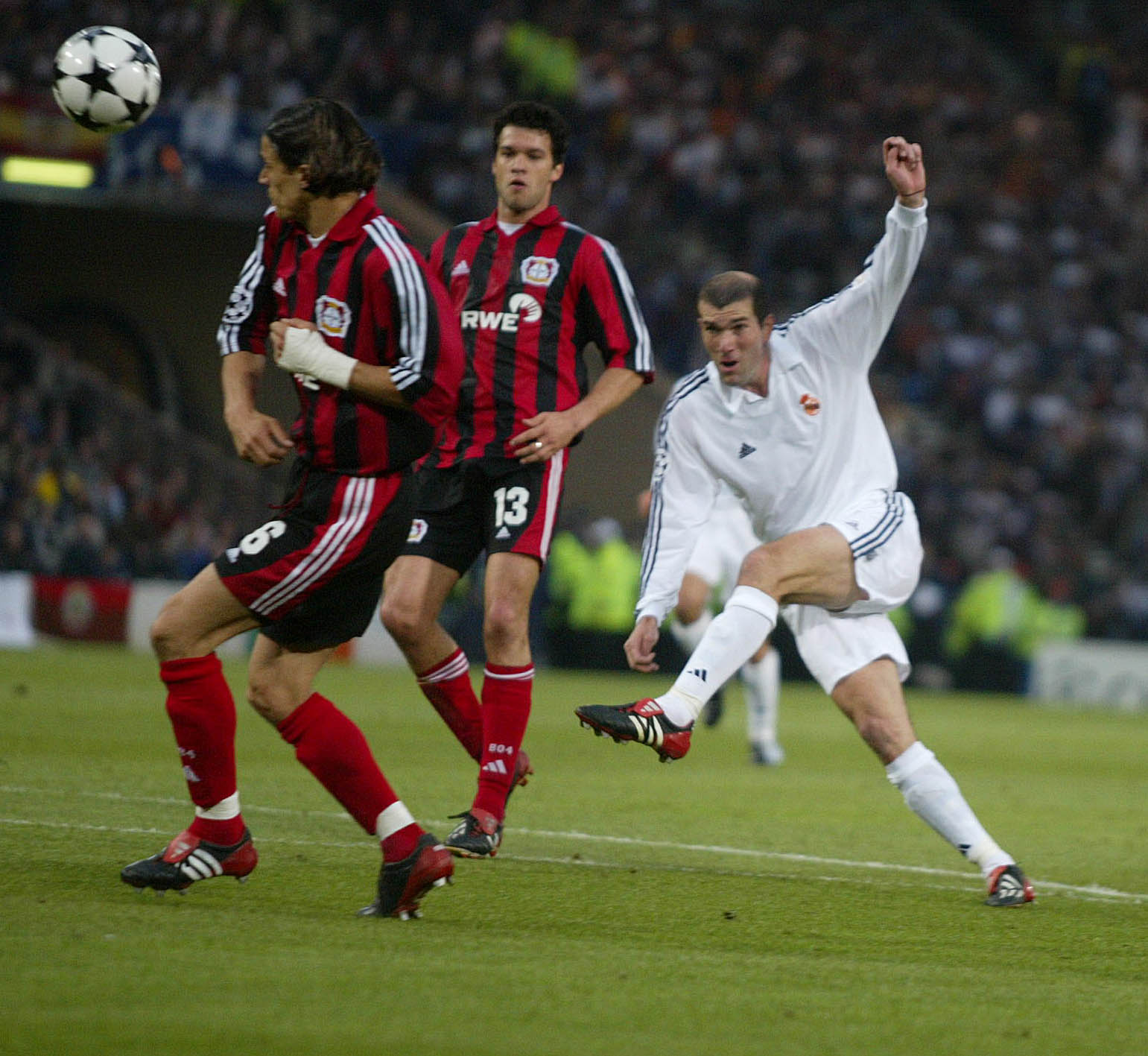Zinedine Zidane volleys home a goal widely considered one of the greatest of all time.