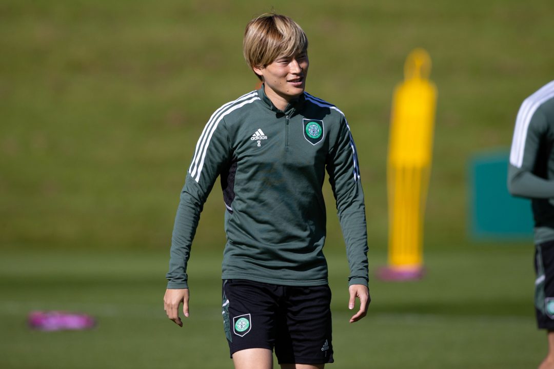 Kyogo Furuhashi returns to training with Celtic squad following shoulder injury during Old Firm match