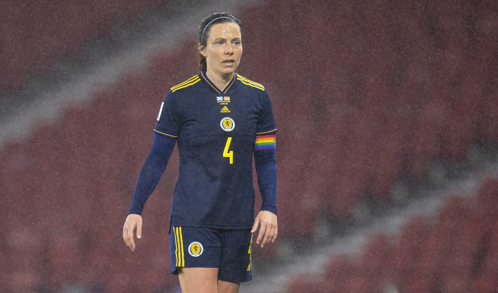 Corsie in action for Scotland against Spain at Hampden Park in April.