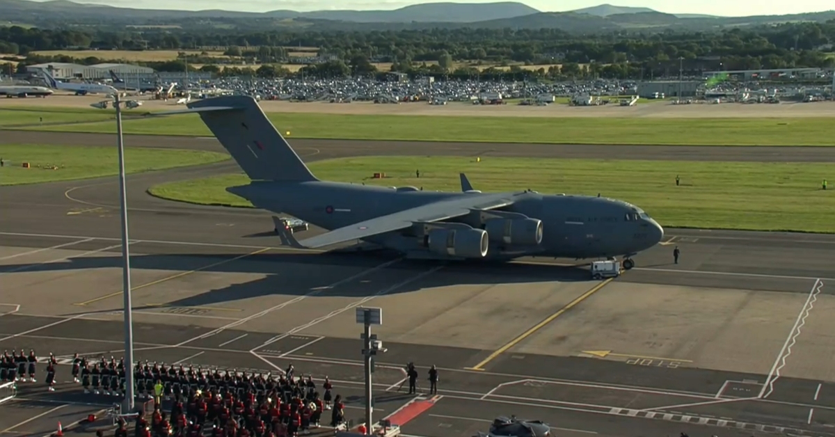 RAF plane awaits Queen's coffin