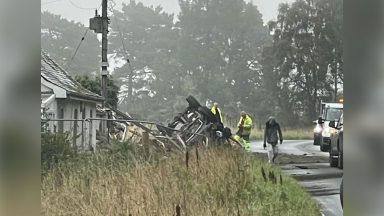 Car lands on its roof in single-vehicle crash on A93 near Aboyne in Aberdeenshire