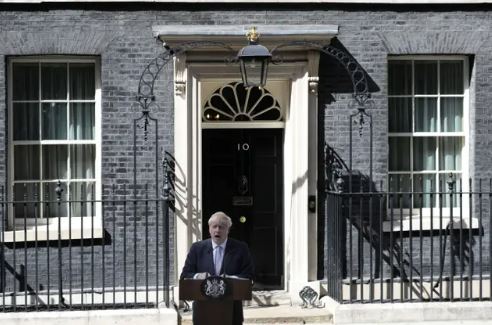 Boris Johnson as he made a speech outside 10 Downing Street after meeting the Queen and accepting her invitation to become prime minister in 2019.