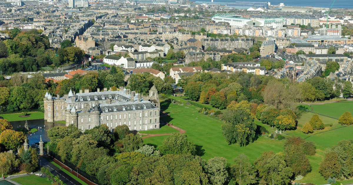 The Queen's residence in Edinburgh, the Palace of Holyrood House.