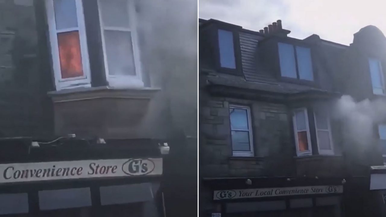 Fire crews rush to scene as Cowdenbeath high street flat bursts into flames in Fife