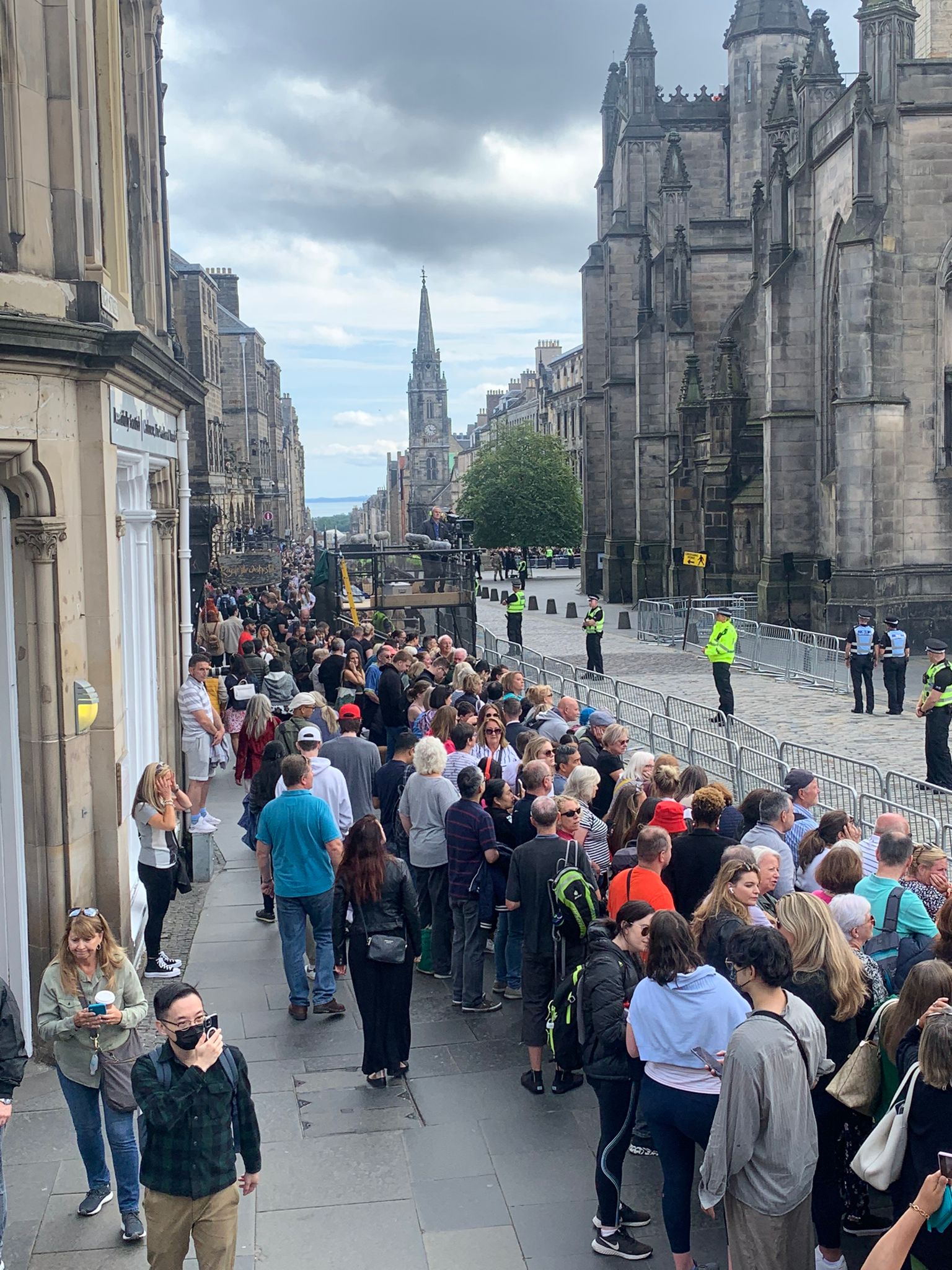 Crowds have already started to gather on Edinburgh's Royal Mile in preparation for the arrival of the cortege.