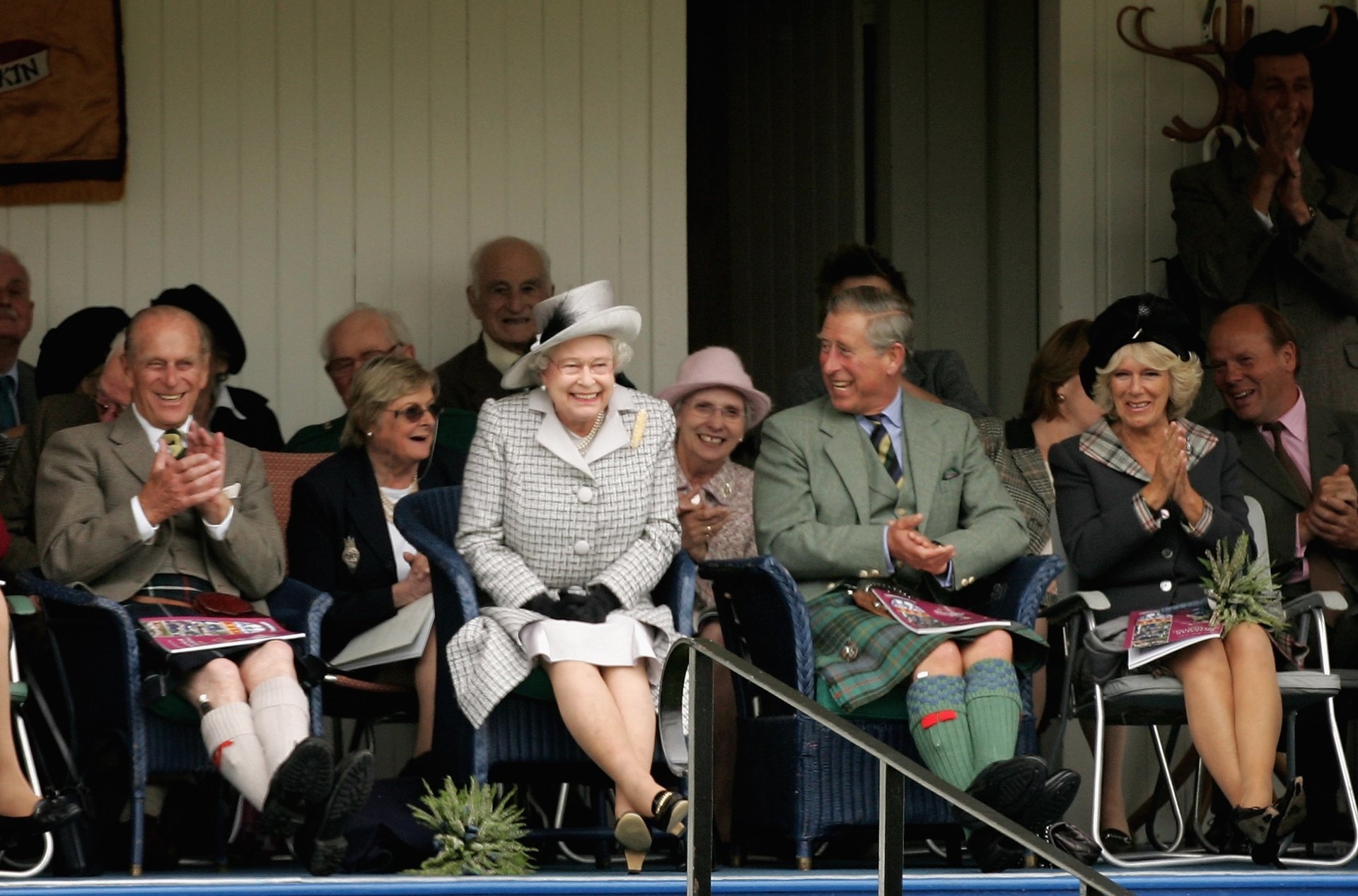 The Queen enjoys the sack race at the Braemar Gathering in 2006.