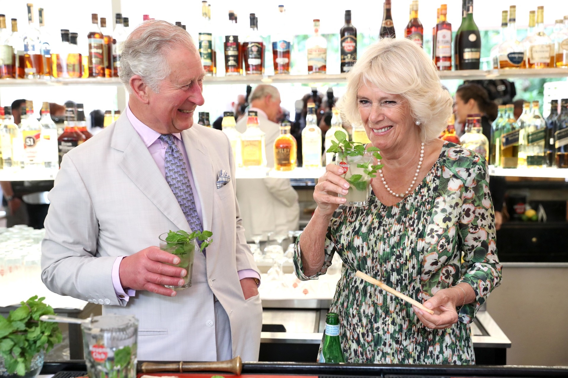Prince Charles and Camilla enjoy a mojito as they visit a restaurant called Habanera in Havana, Cuba, in March 2019. 